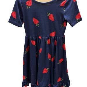 Zunie Navy Dress with Red Strawberry Print